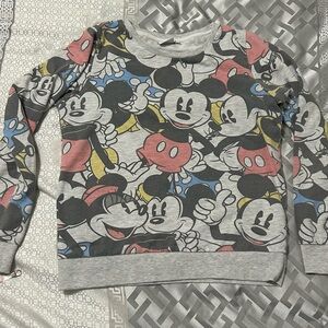 Disney Gray and Red Mickey Mouse Sweatshirt